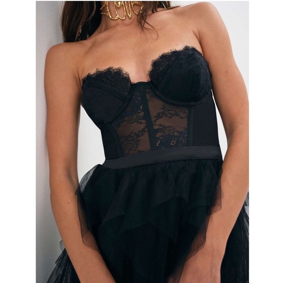 For Love & Lemons Revolve Bustier Maxi Dress Gown Black NEW with tags - Picture 8 of 10
